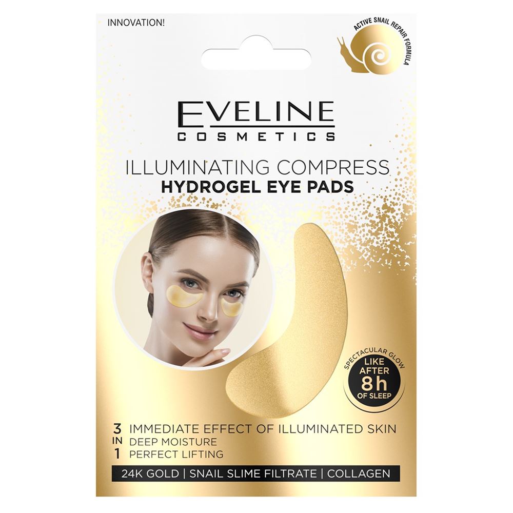 Eveline Face Care Illuminating Compress Hydrogel Eye Pads Гидрогелевые охлаждающие патчи для кожи вокруг глаз с эффектом сияния Гидрогелевые охлаждающие патчи для кожи вокруг глаз с эффектом сияния