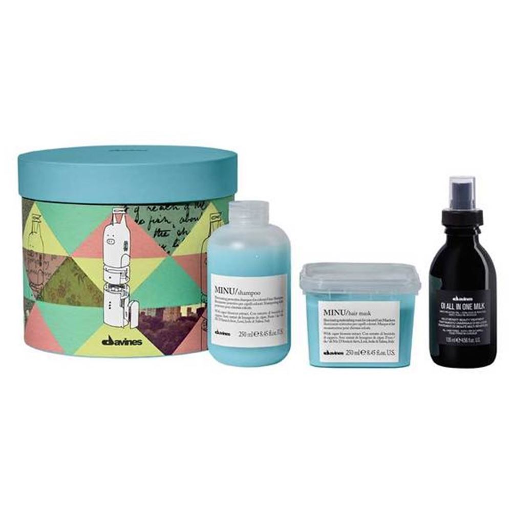 Davines Essential Haircare MINU Gift Box Набор для окрашенных волос: шампунь, кондиционер, многофункциональное молочко