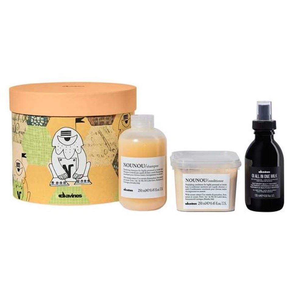Davines Essential Haircare NOUNOU Gift Box Набор для сухих или химически поврежденных волос: шампунь, кондиционер, многофункциональное молочко