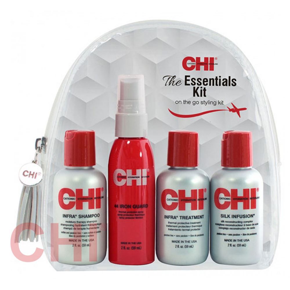 CHI Infra The Essential Kit On The Go Styling Kit Дорожный набор: шампунь, кондиционер, спрей термозащитный, гель-шелк