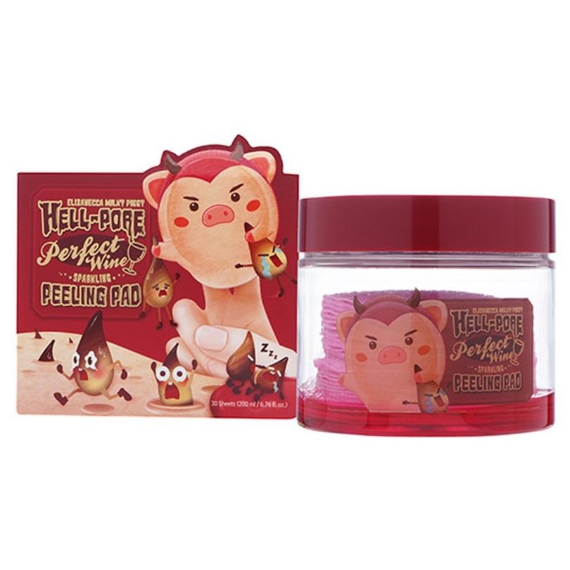 Elizavecca Milky Piggy Hell-Pore Perfect Wine Sparkling Peeling Pad Очищающие пилинг-диски для лица