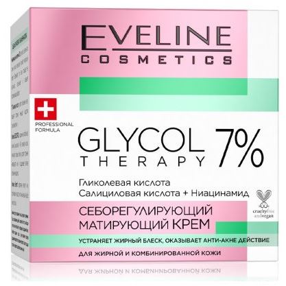 Eveline Face Care Glycol Therapy Себорегулирующий матирующий крем Себорегулирующий матирующий крем для жирной и комбинированной кожи серии Glycol Therapy