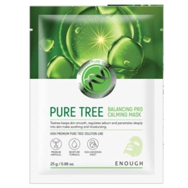 Enough Face Care Pure Tree Balancing Pro Calming Mask Тканевая маска для лица с чайным деревом успокаивающая