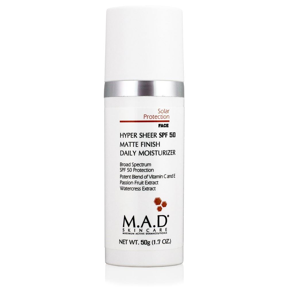 M.A.D Skincare Sun Protection Hyper Sheer SPF 50 Matte Finish Daily Moisturizer  Увлажняющий и матирующий крем- основа под макияж с защитой SPF 50 