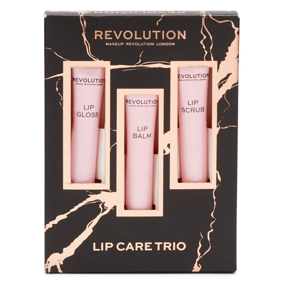 Revolution Makeup Make Up Lip Care Trio Set Набор для макияжа губ: бальзам, скраб и блеск 