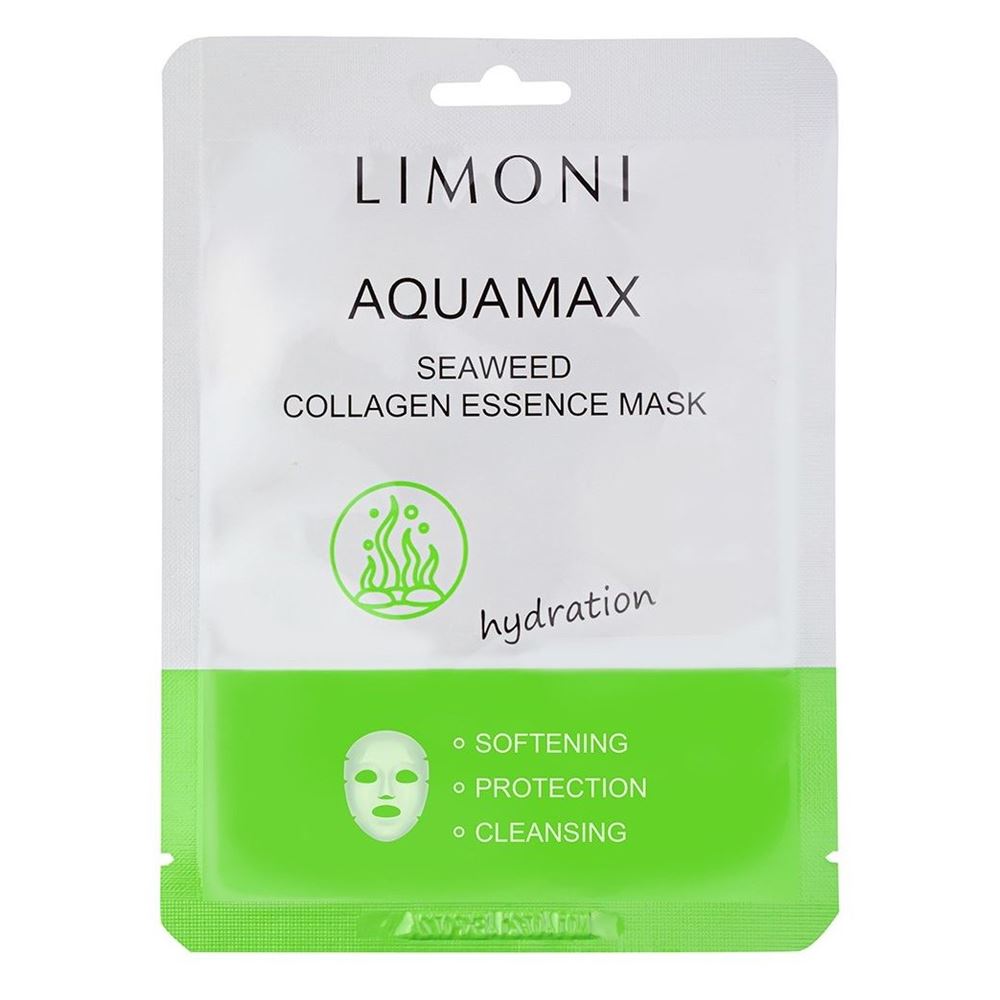 Limoni Aquamax  Aquamax Seaweed Collagen Essence Тканевая маска с водорослями и коллагеном