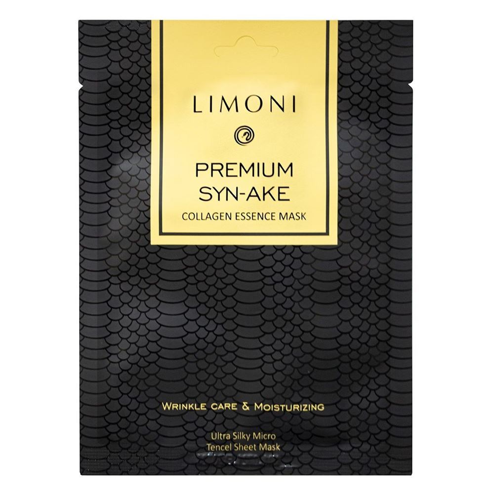 Limoni Masks Premium Syn Ake Сollagen Essence Mask Тканевая маска с пептидом змеиного яда и коллагеном