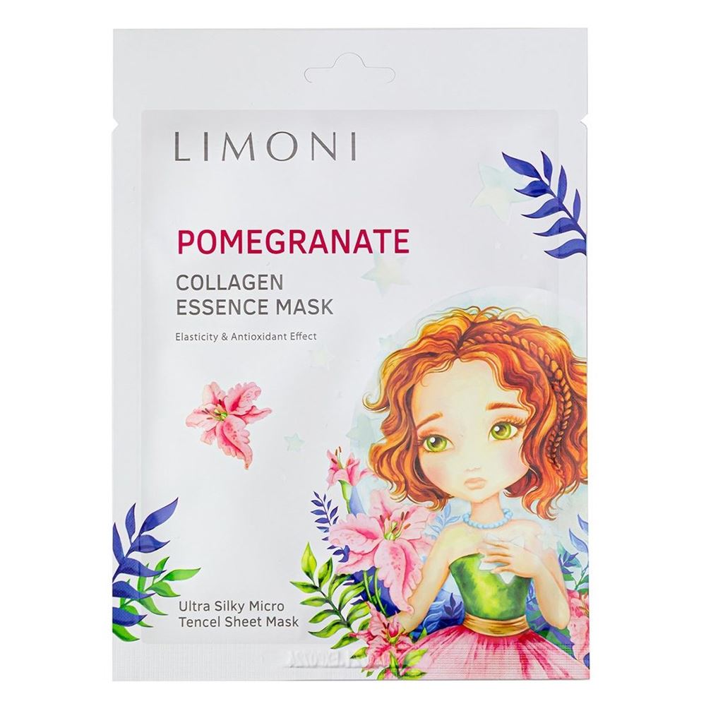 Limoni Masks Pomegranate Collagen Essence Mask  Маска для лица омолаживающая с экстрактом граната и коллагеном