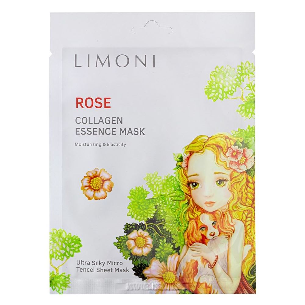 Limoni Masks Rose Collagen Essence Mask Маска для лица успокаивающая с экстрактом розы и коллагеном