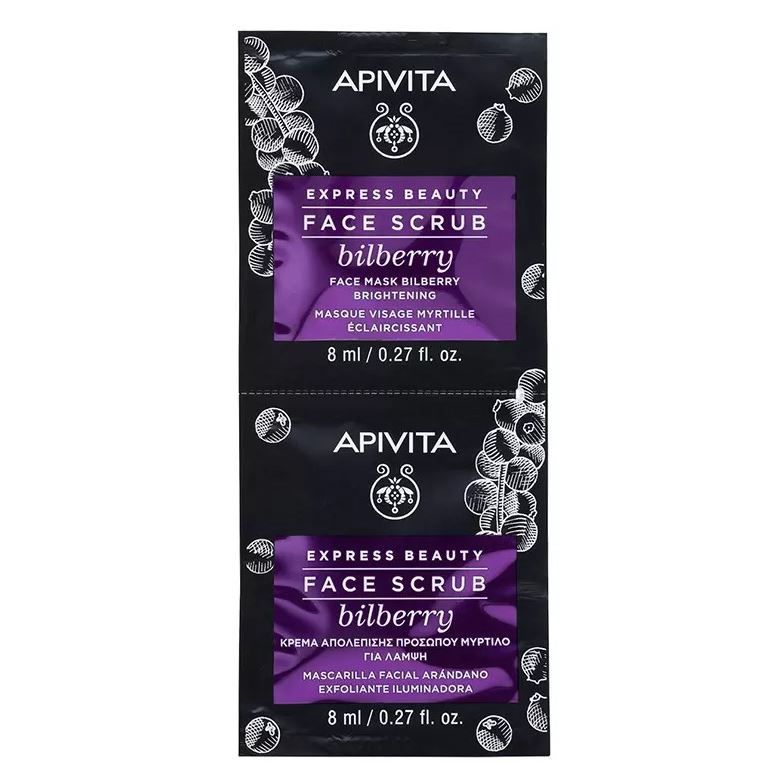 Apivita Express Beauty Express Beauty Face Scrub Bilberry Скраб-эксфолиант для лица с Черникой