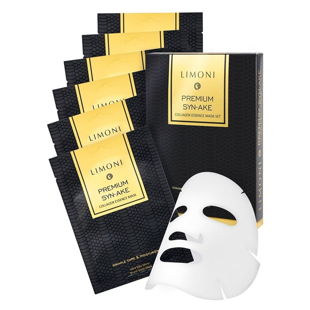 Limoni Masks Premium Syn-ake Сollagen Essence Mask Set Набор тканевых масок с пептидом змеиного яда и коллагеном
