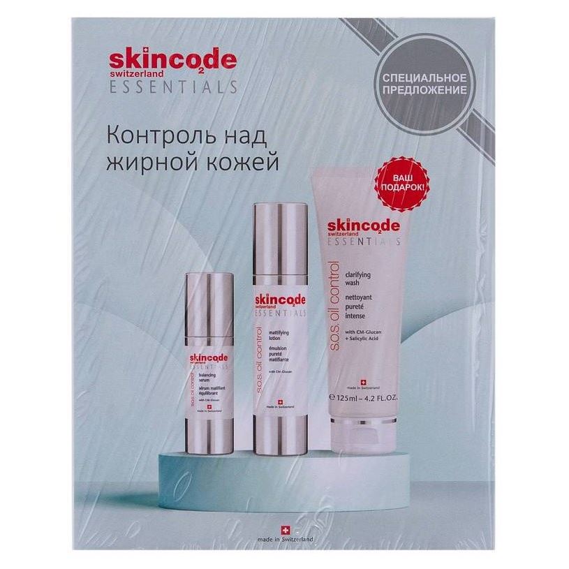 Skincode Face and Body Care  SOS Oil Control Set Набор "Контроль над жирной кожей": сыворотка, лосьон, очищающее средство