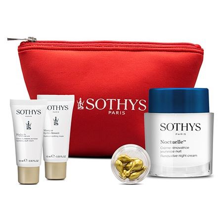 Sothys Cosmeceutique & Anti-Age Набор "Интенсивный ночной уход" в косметичке Набор: обновляющий ночной крем, микрокапсулы, маска, крем