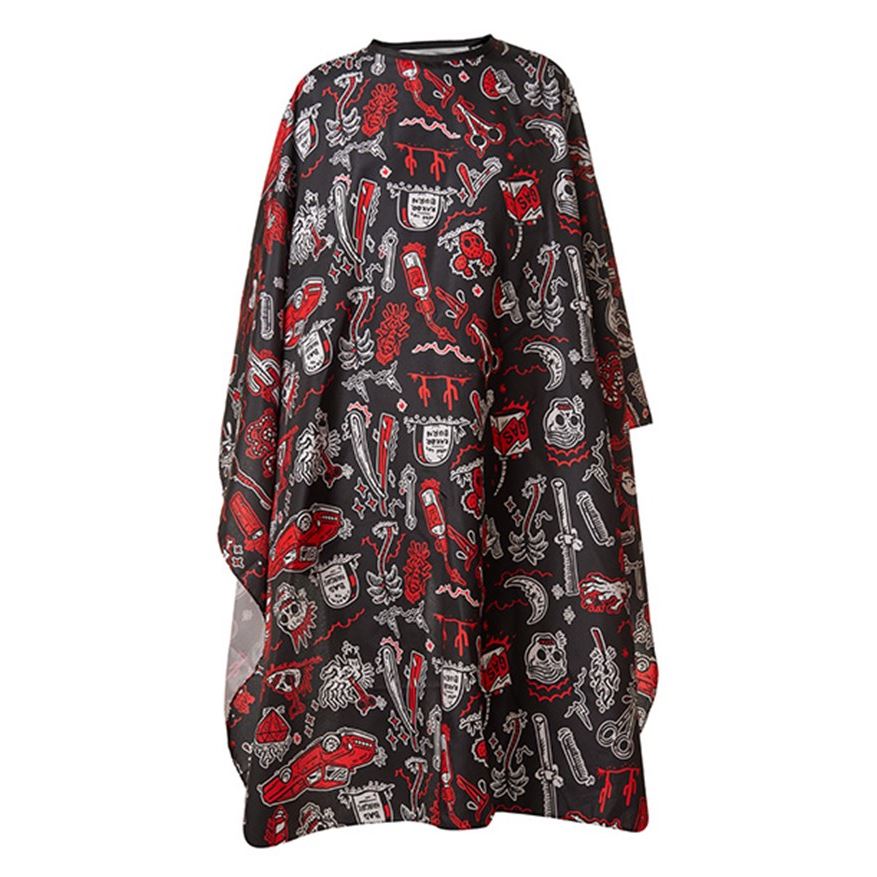 Harizma Professional Аксессуары h10889 Накидка парикмахерская 140х160см "Barber's Horror" чёрный Накидка парикмахерская 140х160см "Barber's Horror" чёрный