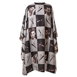 h10884 Накидка парикмахерская 140х160см "Фотографии, ножницы, бритвы"