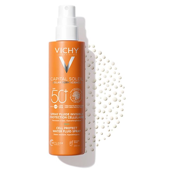 VICHY Capital Soleil Спрей-флюид для тела солнцезащитный легкий SPF 50+ Cell Protect Water Fluid Spray SPF 50+