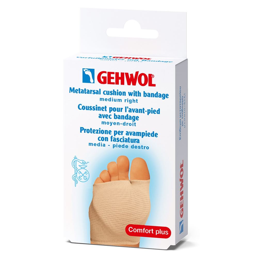 Gehwol Комфорт+ Защита Metatarsal Защитная подушка под плюсну с накладкой на большой палец из гель-полимера и эластичной ткани, большая Защитная подушка под плюсну с накладкой на большой палец из гель-полимера и эластичной ткани, большая