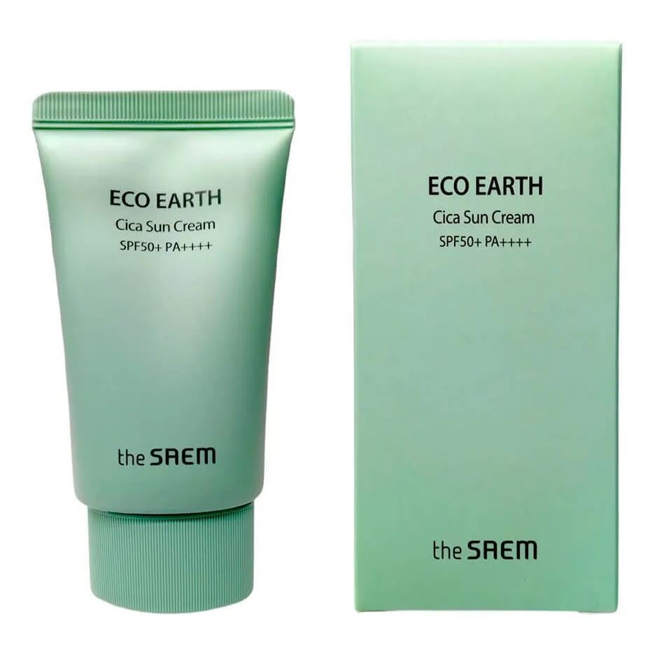 The Saem Eco Earth Cica Sun Cream SPF50+ PA++++ Солнцезащитный крем с центеллой 