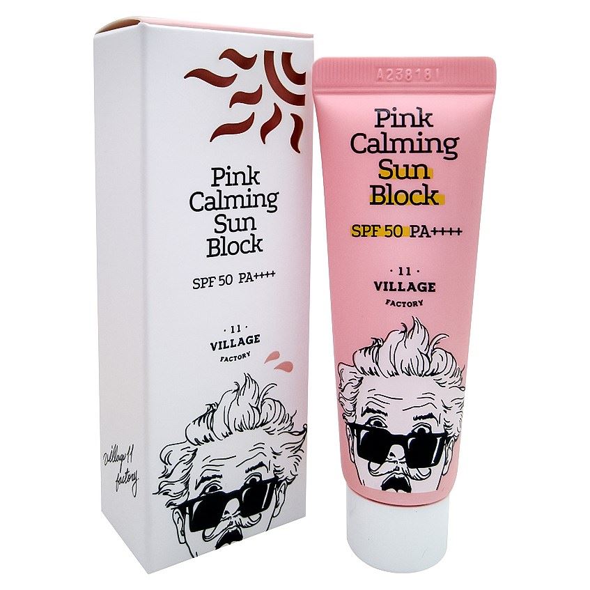 Village 11 Factory Suncare Pink Calming Sun Block SPF50+ PA++++  Успокаивающий солнцезащитный крем 
