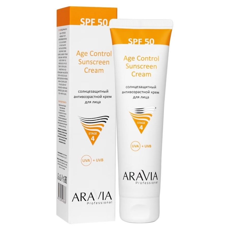 Aravia Professional Профессиональная косметика Age Control Sunscreen Cream SPF 50 Солнцезащитный анти-возрастной крем для лица 