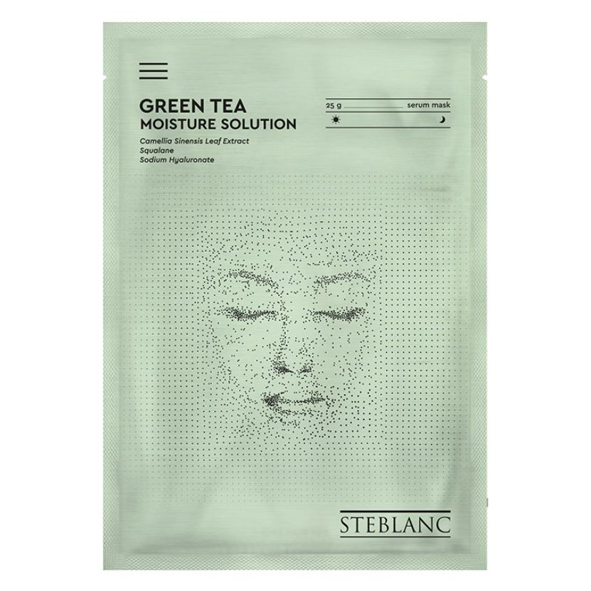 Steblanc Collagen  Green Тea Moisture Solution Serum Sheet Mask Тканевая маска сыворотка для лица увлажняющая с экстрактом зеленого чая