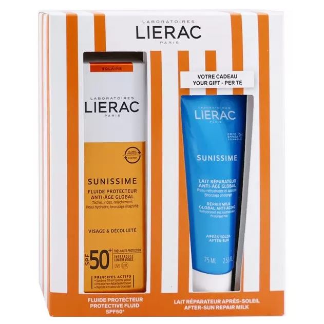Lierac Sunific Sunissime Set Подарочный набор: солнцезащитный флюид для лица, омолаживающее молочко для тела
