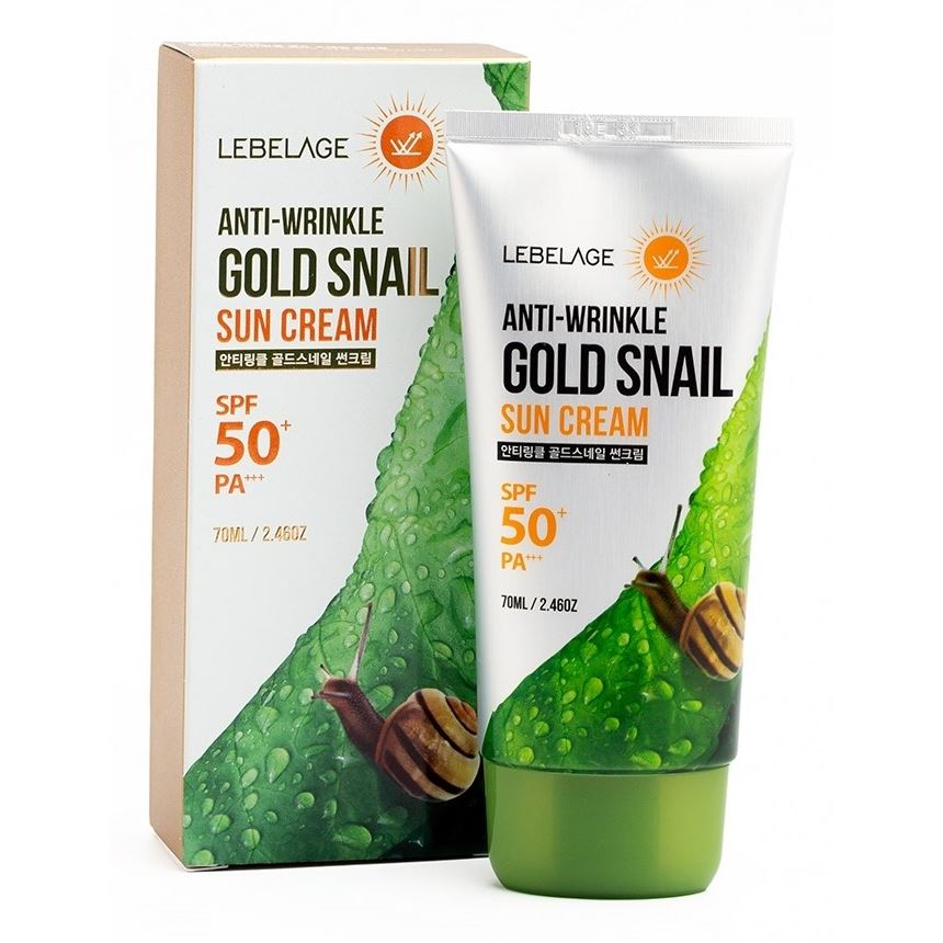 Lebelage Face Care Anti-Wrinkle Gold Snail Sun Cream SPF50+ Pa+++ Крем солнцезащитный против морщин с улиточным муцином и золотом