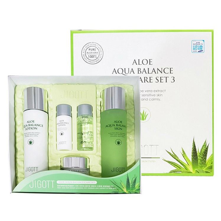 Jigott Skin Care Набор Aloe Aqua Balance Skin Care 3 Set Набор для ухода за кожей с алоэ