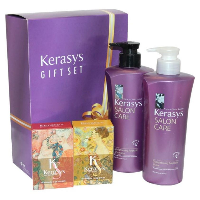 KeraSys Salon Care Набор №5 Salon Care Выпрямление Набор: шампунь, кондиционер, мыло, подарочная коробка, пакет