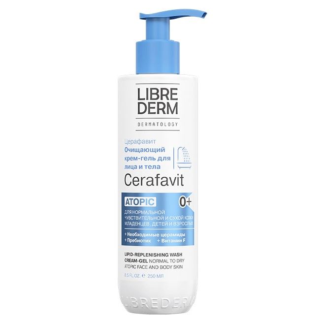 Librederm Cerafavit Cerafavit Atopic Lipid-Replenishing Wash Cream-Gel Церафавит Очищающий крем-гель для лица и тела с церамидами и пребиотиком 