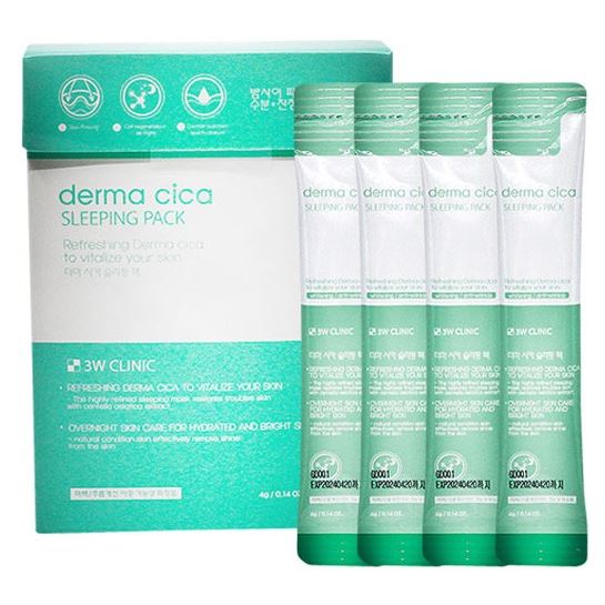 3W Clinic Face Care Derma Cica Sleeping Pack Ночная маска для лица успокаивающая с центеллой азиатской