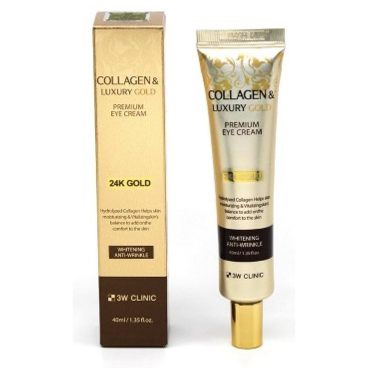3W Clinic Anti-Age Collagen & Luxury Gold Premium Eye Cream Крем для кожи вокруг глаз с золотом и коллагеном