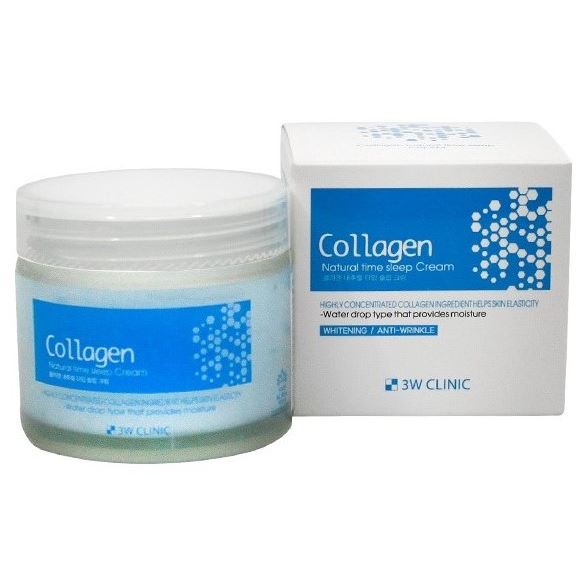 3W Clinic Anti-Age Collagen Natural Time Sleep Cream Крем для лица ночной с коллагеном