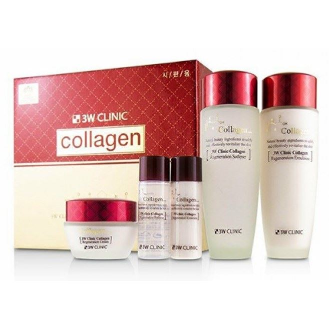 3W Clinic Anti-Age Collagen Skin Care 3 Items Set Набор с коллагеном: тоник, эмульсия, крем