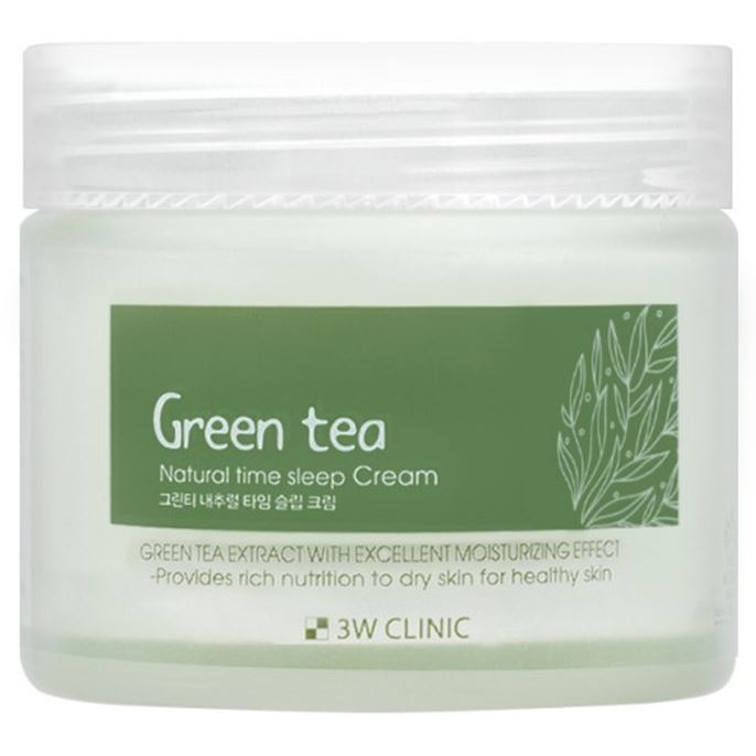 3W Clinic Face Care Green Tea Natural Time Sleep Cream Крем для лица с экстрактом зеленого чая