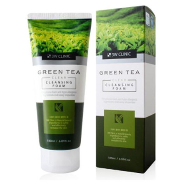 3W Clinic Cleansing Green Tea Clear Cleansing Foam Пенка для лица с экстрактом зеленого чая