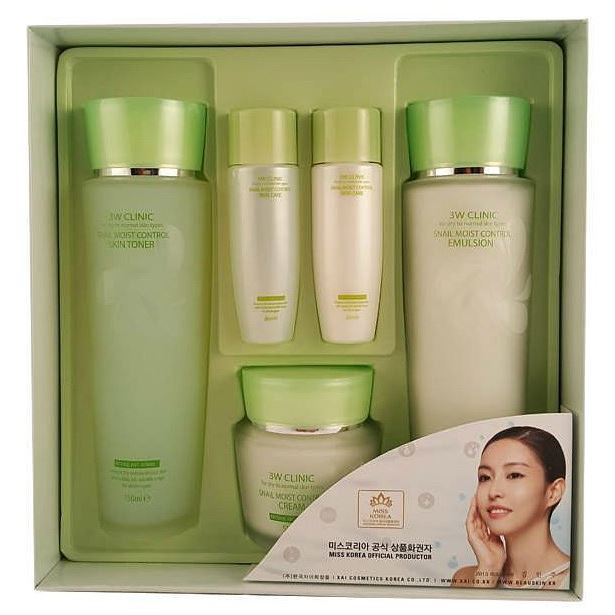 3W Clinic Face Care Aloe Full Water Activating Skin Care 3 Set  Набор с экстрактом алоэ вера: тонер, эмульсия, крем