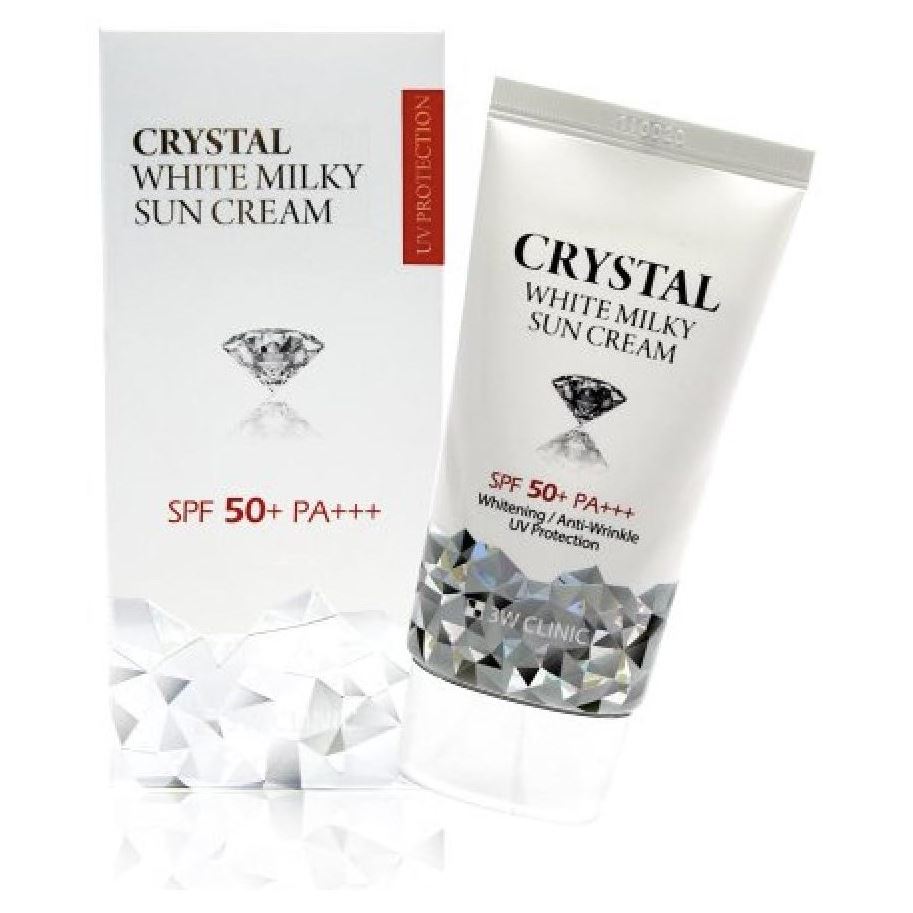 3W Clinic Sun Care Crystal White Milky Sun Cream SPF50+ PA+++ Крем для лица солнцезащитный