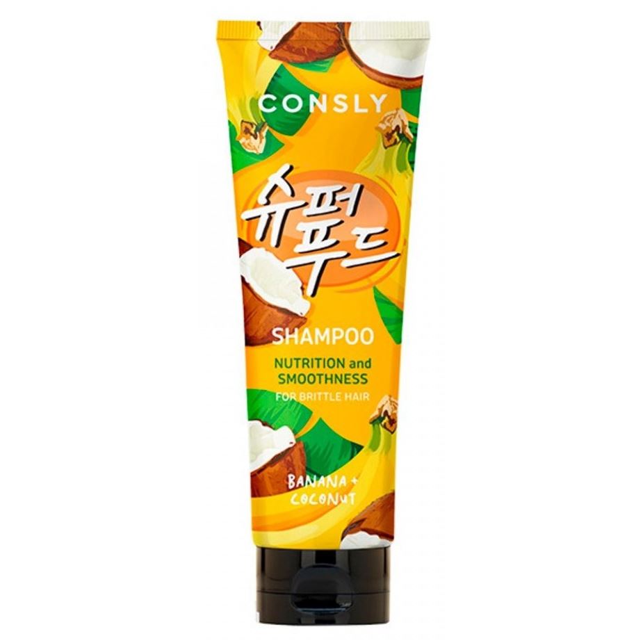 Consly Hair Care Banana & Coconut Water Shampoo for Nutrition & Smoothness  Питательный и разглаживающий шампунь с экстрактом банана и кокосовой водой