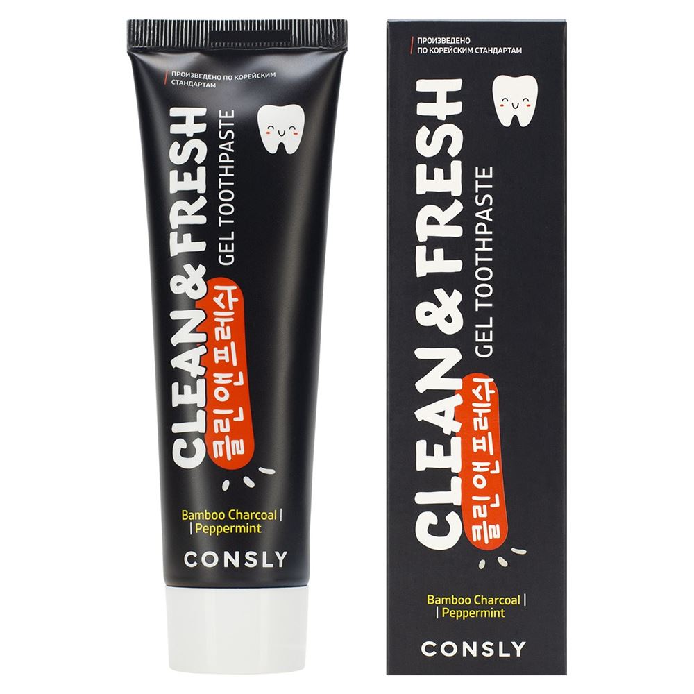 Consly Oral Care Clean&Fresh Bamboo Charcoal & Peppermint Gel Toothpaste Паста зубная гелевая с бамбуковым углем и перечной мятой 