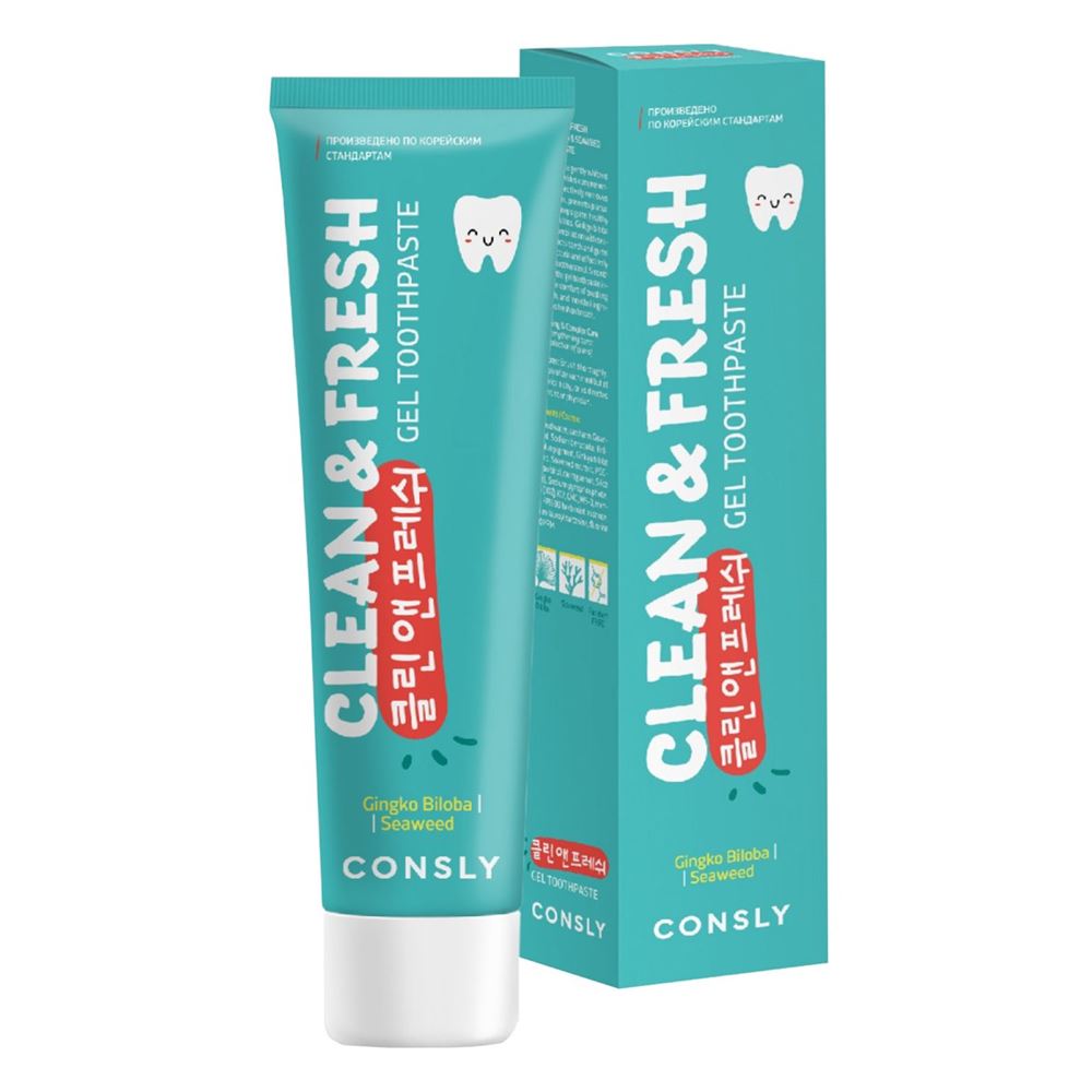 Consly Oral Care Clean&Fresh Gingko Biloba & Seaweed Gel Toothpaste Паста зубная гелевая с экстрактами гинкго билоба и морских водорослей 