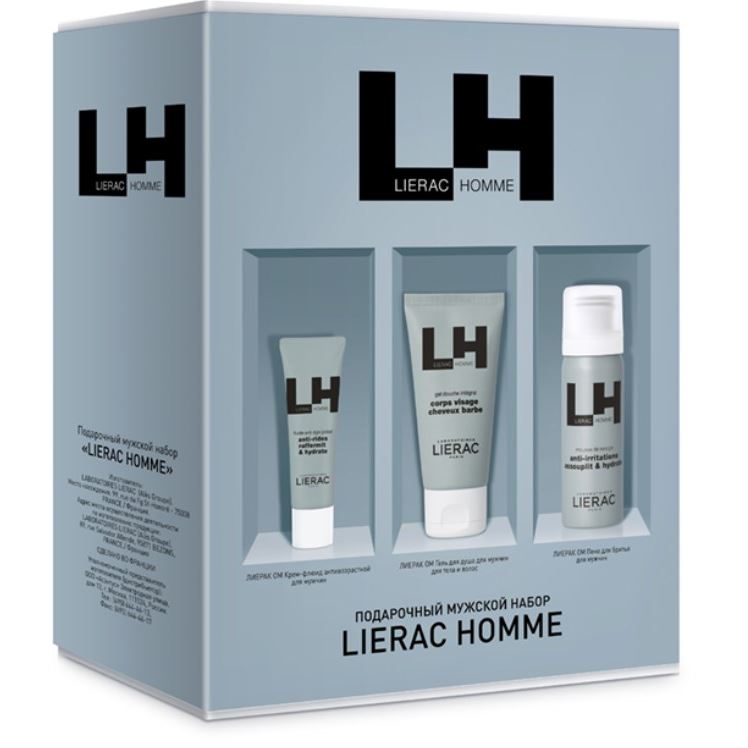 Lierac Homme Lierac Homme 3 Set  Подарочный набор для мужчин: пена для бритья, гель для душа, крем-флюид