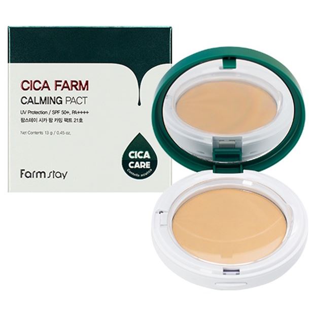 FarmStay Make Up Cica Farm Calming Pact SPF50+ PA++++ Пудра компактная с центеллой азиатской