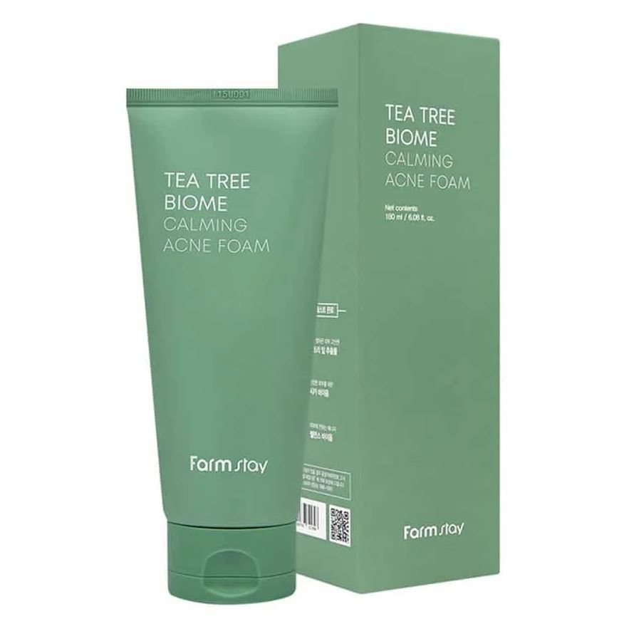 FarmStay Cleansing Tea Tree Biome Calming Acne Foam Пенка успокаивающая для умывания для проблемной кожи 