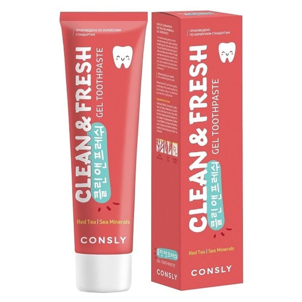 Consly Oral Care Clean&Fresh Red Tea & Sea Minerals Gel Toothpaste Гелевая зубная паста с экстрактом красного чая и морскими минералами