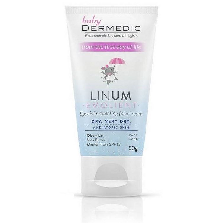 Dermedic Baby Linum Emollient Baby Special Protecting Face Cream SPF15 Защитный крем SPF 15  для детей с первых дней жизни