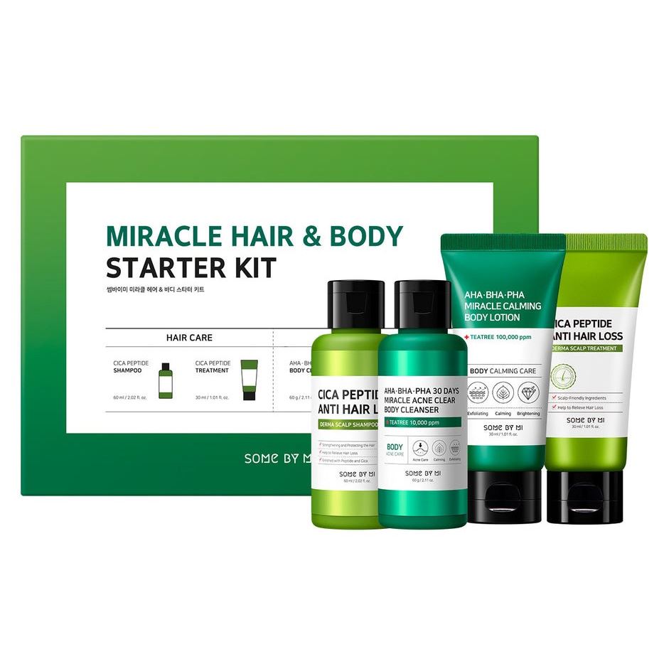Some By Mi Faсe Care Miracle Hair & Body Trail Kit Набор: пептидный шампунь , пептидная маска против выпадения волос, гель для тела, лосьон для тела