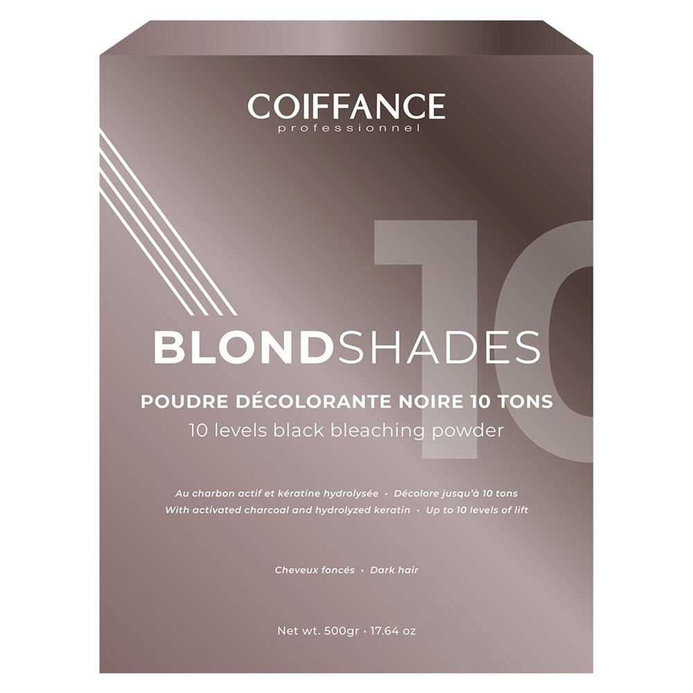 Coiffance Professionnel Coloring Hair & Cristal Permanente Blondshades 7 Levels Black Bleaching Powder Осветляющая черная пудра 10 тонов
