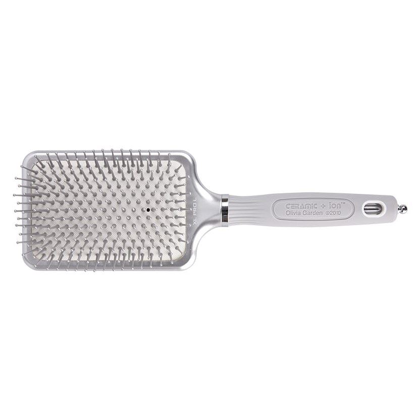 Olivia Garden Щетки и расчески для волос ID2037/OGBCIXLP2L Щетка EXPERT CARE RECTANGULAR Nylon Bristles Silver L Щетка