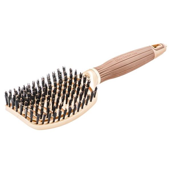 Olivia Garden Щетки и расчески для волос ID2070/BR-NT1PC-FLBO Щетка EXPERT CARE FLEX Boar Bristles Gold&Brown натуральная щетина Щетка натуральная щетина
